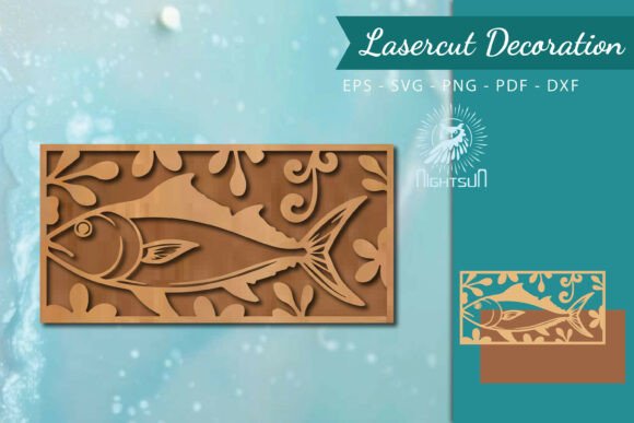Floral Fish Lasercut Wall Decor SVG 3