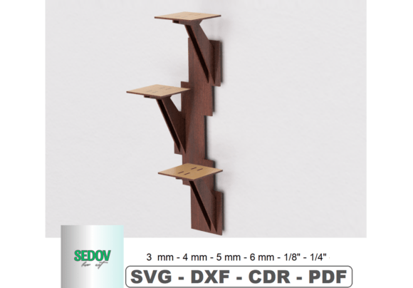 Laser Cut Wall 3 Tier Plant Shelf Design