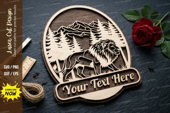 Lion Name Frame Laser Cut SVG Guide