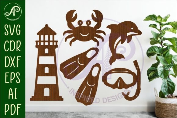 Summer Beach Silhouettes Laser Cut Out 3: A Versatile Digital Asset for Makers
