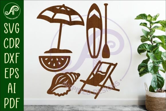 Summer Beach Silhouettes Laser Cut Out 6: Elevating Digital Crafting with Coastal Aesthetics