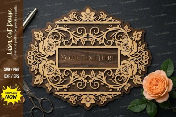 Vintage Oval Frame SVG for Laser Cutting